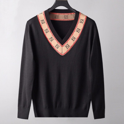 Gucci 2019 Mens Logo V-neck Sweater - 구찌 2019 남성 로고 브이넥 스웨터 Guc01263.Size (m - 2xl).2컬러(블랙/블루)