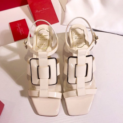 Roger Vivier 2019 Ladies Leather Middle-heel Sandal - 로저비비에 2019 여성용 미들힐 샌들 RVS0084.Size(225 - 245).화이트