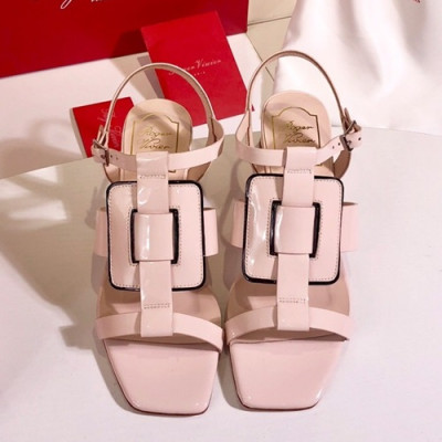 Roger Vivier 2019 Ladies Leather Middle-heel Sandal - 로저비비에 2019 여성용 미들힐 샌들 RVS0085.Size(225 - 245).연핑크