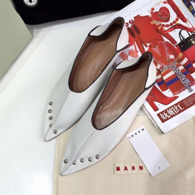 Marni 2019 Ladies Leather Flat Shoes - 마르니 2019 여성용 레더 플랫슈즈 MARS0016.Size(225 - 245).화이트