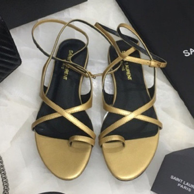 Saint Laurent 2019 Ladies Leather Sandal - 입생로랑 2019 여성용 레더 샌들,SLS0048.Size(225 - 250).옐로우골드