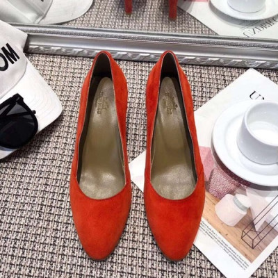 Hermes 2019 Ladies Suede Pumps Middle Heel - 에르메스 2019 여성용 스웨이드 펌프스 미들힐 HERS0217,Size(225 - 245).레드오렌지