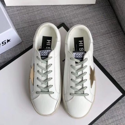 Golden Goose 2019 Ladies Leather Sneakers - 골든구스 2019 여성용 레더 스니커즈,GGDBS0013.Size (225 - 250).화이트+옐로우골드