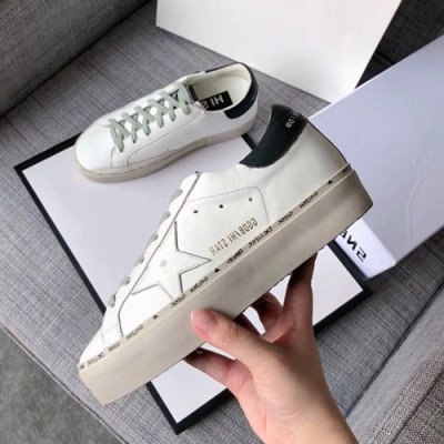 Golden Goose 2019 Ladies Leather Sneakers - 골든구스 2019 여성용 레더 스니커즈,GGDBS0015.Size (225 - 250).화이트+블랙