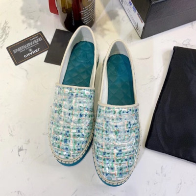 Chanel 2019 Ladies Tweed & PVC Slip On - 샤넬 2019 여성용 트위드&PVC 슬립온 CHAS0375.Size(225 - 250).청색