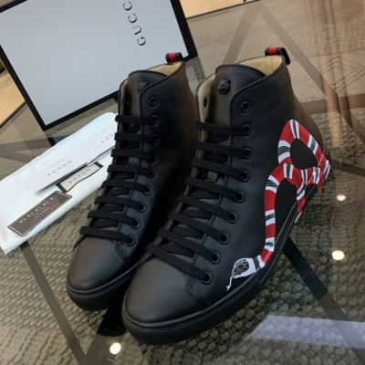 Gucci 2019 Mens Leather Sneakers - 구찌 2019 남성용 레더 스니커즈 GUCS0275,Size(240 - 270).블랙