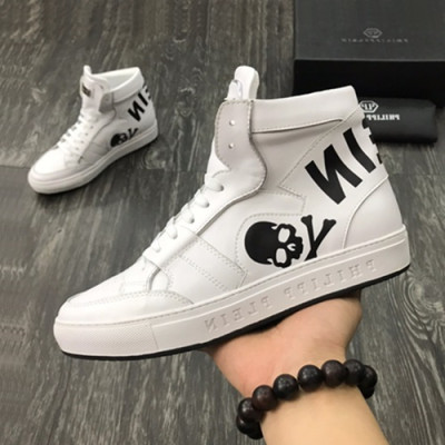 Philipp plein 2019 Mens Leather Sneakers  - 필립플레인 2019 남성용 레더 스니커즈 PPS0077,Size(240 - 275).화이트