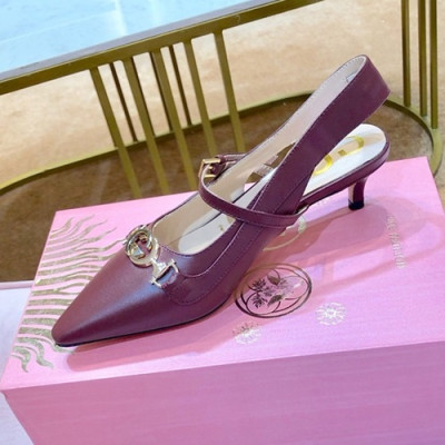 Gucci 2019 Ladies Leather Middle-heel Slingback - 구찌 2019 여성용 레더 미들힐 슬링백 GUCS0300.Size(225 - 250).레드