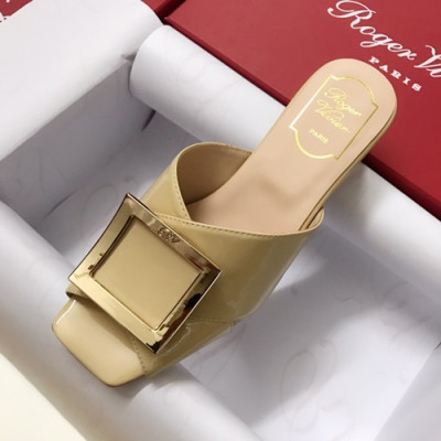 Roger Vivier 2019 Ladies Leather Middle-heel Slipper - 로저비비에 2019 여성용 미들힐 슬리퍼 RVS0118.Size(225 - 245).베이지