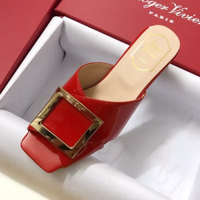 Roger Vivier 2019 Ladies Leather Middle-heel Slipper - 로저비비에 2019 여성용 미들힐 슬리퍼 RVS0119.Size(225 - 245).레드