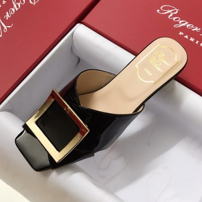 Roger Vivier 2019 Ladies Leather Middle-heel Slipper - 로저비비에 2019 여성용 미들힐 슬리퍼 RVS0120.Size(225 - 245).블랙