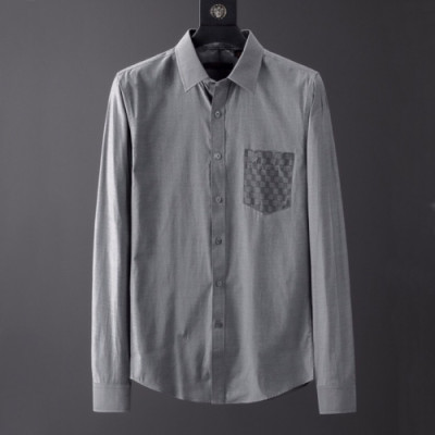 Louis vuitton 2019 Mens Logo Slim Fit Cotton shirt - 루이비통 2019 남성 로고 슬림핏 코튼 셔츠 Lou01242x.Size(m - 3xl).그레이