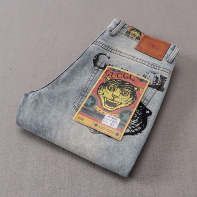 Gucci 2019 Mens Logo Wolf Denim Pants - 구찌 2019 남성 로고 울프 데님팬츠 Guc01363x.Size(29 - 38).블루