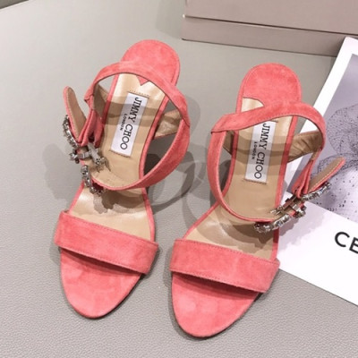 Jimmy Choo 2019 Ladies Suede High Heel Sandal - 지미츄 2019 여성용 스웨이드 하이힐 샌들, JIMS0071.Size(225 - 245).핑크