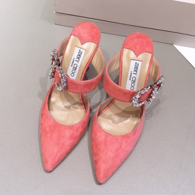 Jimmy Choo 2019 Ladies Suede High Heel Slipper - 지미츄 2019 여성용 스웨이드 하이힐 슬리퍼, JIMS0074.Size(225 - 245).핑크