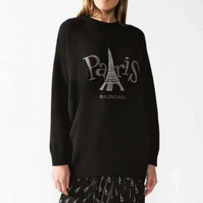 Balenciaga 2019 Womens Crew - neck Wool Sweater - 발렌시아가 2019 여자 크루넥 울 스웨터 Bal0297x.Size(xs - m).블랙