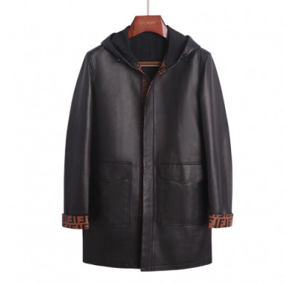 Fendi 2019 Mens Casual Leather Coat - 펜디 2019 남성 캐쥬얼 레더 코트 Fen0323x.Size(m - 3xl).블랙