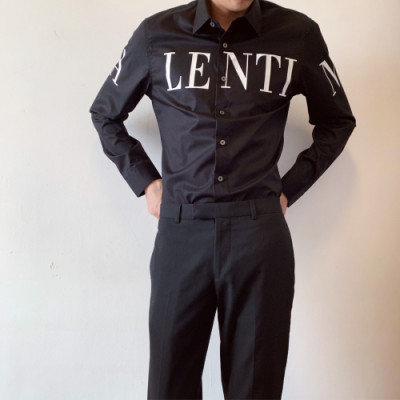 Valentino 2019 Mens Logo Slim Fit Silket Shirt - 발렌티노 남성 로고 슬림핏 실켓 셔츠 Val0264x.Size(m - 3xl).블랙