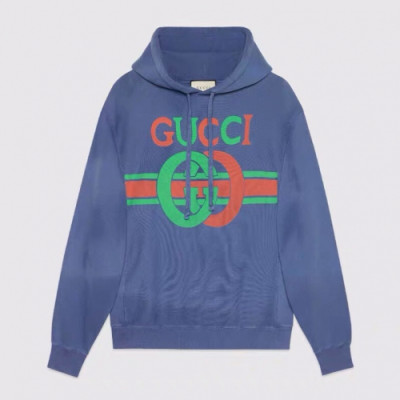 Gucci 2019 Mm/Wm Logo Cotton HoodT - 구찌 남자 로고 코튼 후드티 Guc01455x.Size(xs - l).블루