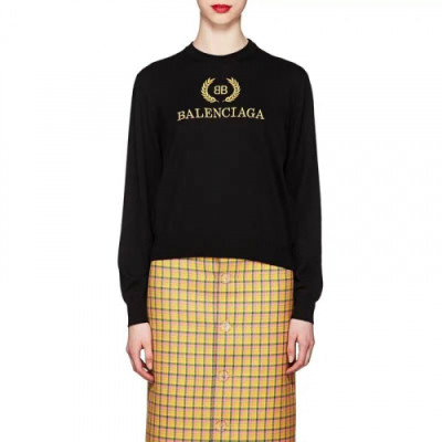 Balenciaga 2019 Womens Crew - neck Logo Wool Sweater - 발렌시아가 2019 여자 크루넥 로고 울 스웨터 Bal0319x.Size(m - 2xl).블랙