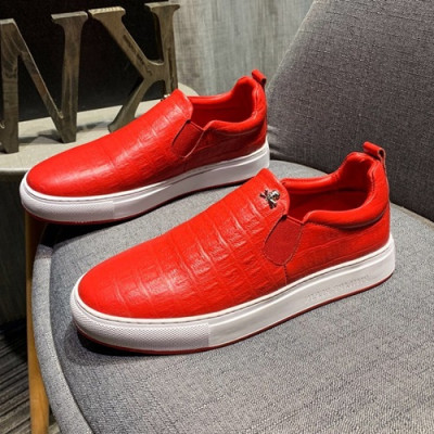 Philipp plein 2019 Mens Leather Slip On  - 필립플레인 2019 남성용 레더 슬립온 PPS0121,Size(240 - 270).레드