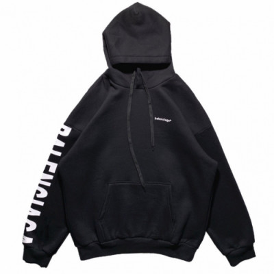 Balenciaga 2019 Mm/Wm Wave Logo Cotton Oversize Hooded - 발렌시아가 2019 남자 웨이브 로고 코튼 오버사이즈 후드티 Bal0326x.Size(s - l).블랙