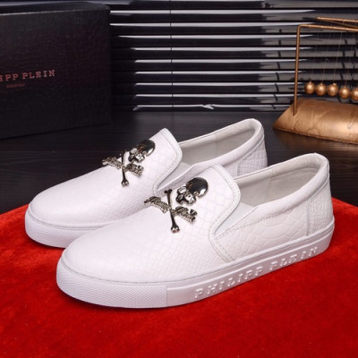 Philipp plein 2019 Mens Leather Slip On  - 필립플레인 2019 남성용 레더 슬립온 PPS0140,Size(240 - 270).화이트