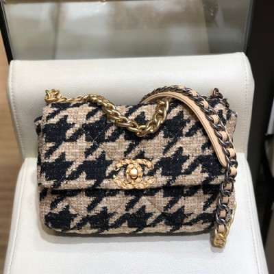 Chanel 2019 Tweed Shoulder Bag ,26CM - 샤넬 2019 여성용 트위드 숄더백  CHAB1255,26CM,베이지