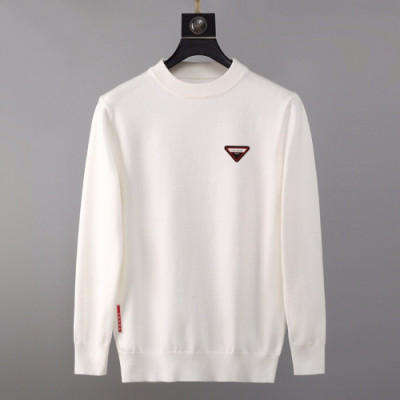 Prada 2019 Mens Crew-neck Wool Sweater - 프라다 2019 남성 양모 크루넥 스웨터 Pra0771x.Size(m - 3xl).화이트