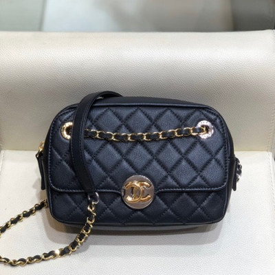 Chanel 2019 Women Camera Chain Shoulder Cross Bag,19cm - 샤넬 2019 여성용 카메라 체인 숄더 크로스백 CHAB1291, 19cm,블랙