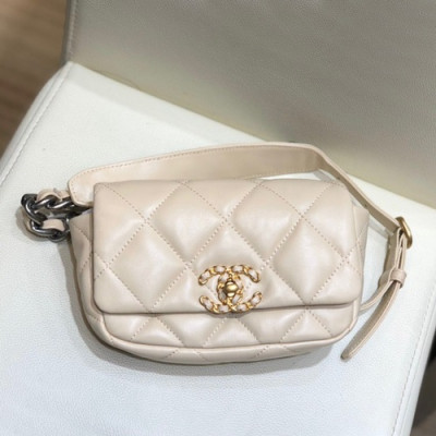 Chanel 2019 Women Leather Hip Sack ,17CM - 샤넬 2019 여성용 레더 힙색,CHAB1301,17CM,베이지