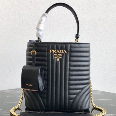 Prada 2019  Double Saffiano Tote Shoulder Bag,23cm - 프라다 2019 여성용 두블레 사피아노 토트 숄더백 ,1BA212-24,23cm,블랙