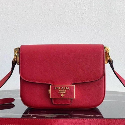 Prada 2019  Saffiano Shoulder Bag,20.5cm - 프라다 2019 여성용 엠블럼 사피아노 숄더백 ,1BD217-2,20.5cm,레드