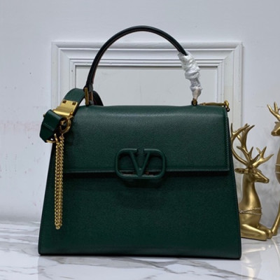 Valentino 2019 Leather Vsling Tote Shoudler Bag,30.5CM - 발렌티노 2019 레더 브이슬링 토트 숄더백,VTB0818,30.5CM,다크그린