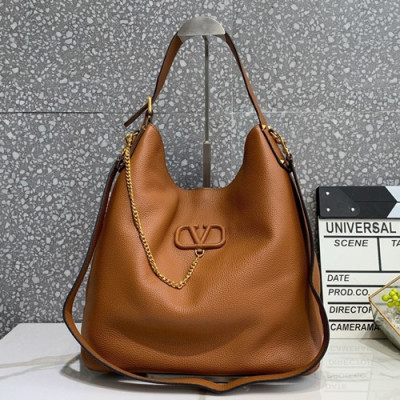 Valentino 2019 Leather Vsling Tote Shoudler Shopper Bag,35CM - 발렌티노 2019 레더 브이슬링 토트 숄더 쇼퍼백,VTB0831,35CM,브라운