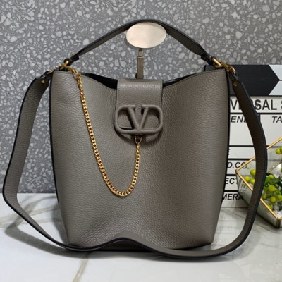 Valentino 2019 Leather Vsling Small Tote Shoudler Bag,25CM - 발렌티노 2019 레더 브이슬링 스몰 토트 숄더백,1956-VTB0834,25CM,그레이