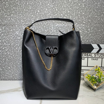 Valentino 2019 Leather Vsling Large Tote Shoudler Bag,37CM - 발렌티노 2019 레더 브이슬링 라지 토트 숄더백,1956-VTB0836,37CM,블랙