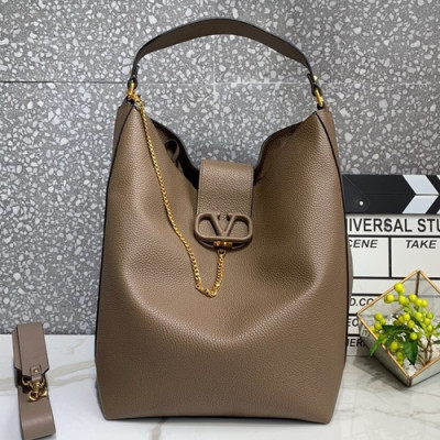 Valentino 2019 Leather Vsling Large Tote Shoudler Bag,37CM - 발렌티노 2019 레더 브이슬링 라지 토트 숄더백,1956-VTB0838,37CM,브라운