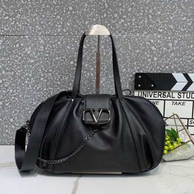 Valentino 2019 Leather Vsling Small Tote Shoudler Bag,35CM - 발렌티노 2019 레더 브이슬링 스몰 토트 숄더백,1970-VTB0844,35CM,블랙