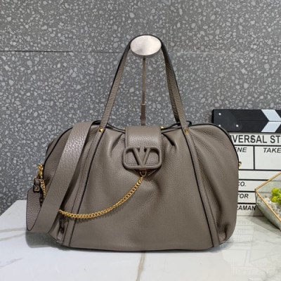 Valentino 2019 Leather Vsling Large Tote Shoudler Bag,38CM - 발렌티노 2019 레더 브이슬링 라지 토트 숄더백,1970-VTB0846,38CM,그레이