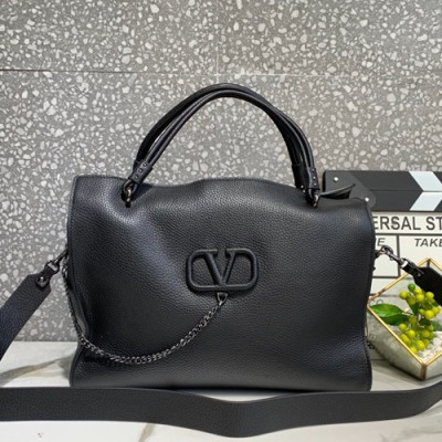 Valentino 2019 Leather Vsling Tote Shoudler Bag,33.5CM - 발렌티노 2019 레더 브이슬링 토트 숄더백,VTB0849,33.5CM,블랙