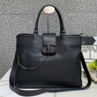 Valentino 2019 Leather Vsling Tote Shoudler Bag,35CM - 발렌티노 2019 레더 브이슬링 토트 숄더백,1973-VTB0866,35CM,블랙