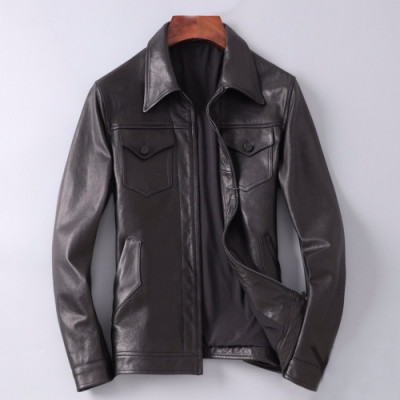 Louis vuitton 2019 Mens Logo Leather Jacket - 루이비통 2019 남성 로고 가죽 자켓 Lou01355x.Size(m - 3xl).브라운