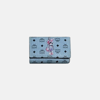 MCM 2019 Ladies PVC Canvas Wallet - 엠씨엠 2019 여성용 PVC 캔버스 중지갑 MCMB0008, 14cm,스카이블루