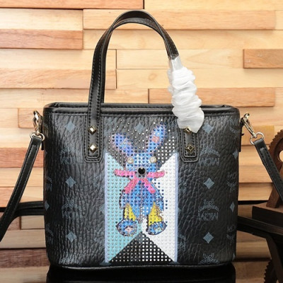 MCM 2019 Anya Visetos Mini Tote Shoulder Shopper Bag,20cm - 엠씨엠 2019 여성용 Anya 비세토스 미니 토트 숄더 쇼퍼백 MCMB0398, 20cm,블랙