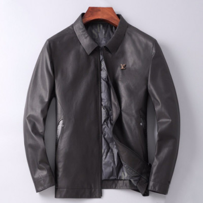 Louis vuitton 2019 Mens Logo Leather Jacket - 루이비통 2019 남성 로고 다운 가죽 자켓 Lou01365x.Size(m - 3xl).블랙