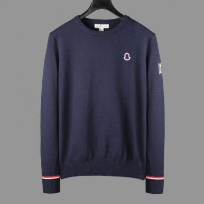 Moncler 2019 Mens Retro Logo Crew-neck Wool Sweater - 몽클레어 2019 남성 레트로 로고 크루넥 울 스웨터  Moc01073x.Size(m - 3xl).네이비