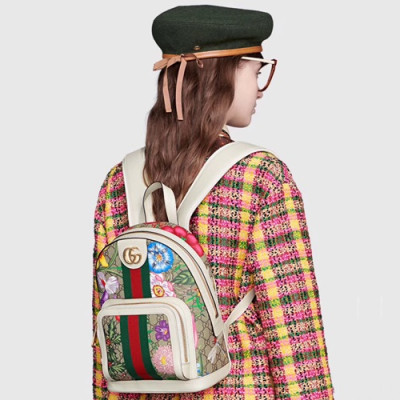 Gucci 2019 GG Ophidia Supreme Women Back Pack,22CM - 구찌 2019 GG 오피디아 수프림 여성용 백팩 547965, GUB0844,22CM,화이트