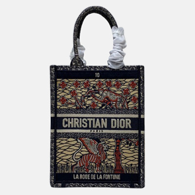 Dior 2019 Women Canvas Book Mini Tote Shopper Bag ,40CM - 디올 2019 여성용 캔버스 북 미니 토트 쇼퍼백  DIOB0465,40CM,다크네이비