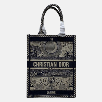 Dior 2019 Women Canvas Book Mini Tote Shopper Bag ,40CM - 디올 2019 여성용 캔버스 북 미니 토트 쇼퍼백  DIOB0466,40CM,다크네이비